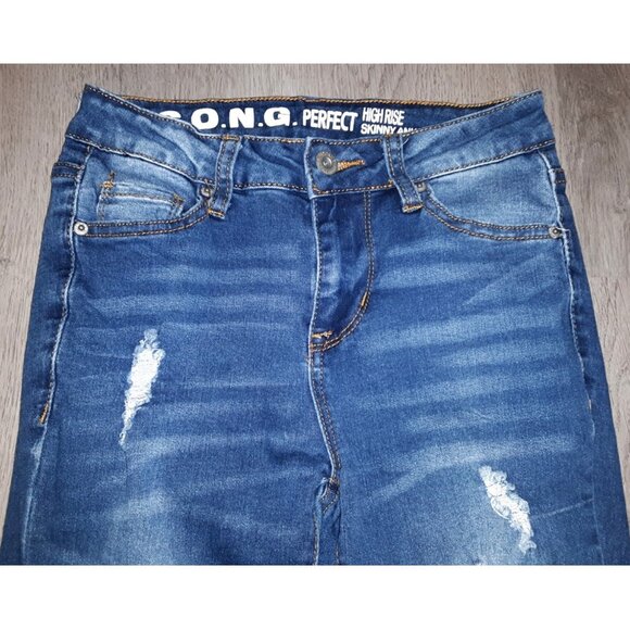S.O.N.G Perfect High Rise Skinny Ankle Skinny Jeans Size 0/24 Distressed Denim - Picture 2 of 7